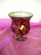 704016 T-lite Holder Mosaic Red-Pink Depth: 14.5cm Height: 17cm