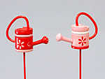 320591 12 Watering Can Pick Red Pink 5x7cm