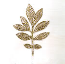 x51047 Gold Glitter Leaf Spray