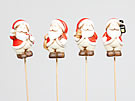 204400 Ceramic Santas on Stick 4 Asst 6.5cm