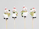 204404 Ceramic Snowmen on Stick 4 Asst 6cm