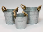 321536 set 3 Zinc Buckets With Handle 22-20-17.5cm