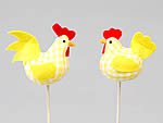 325220 6 Fabric Roosters Yellow 8cm